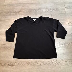 J Jill Fit Black Top Womens‎ Size Small S 3/4 Sleeve Comfortable Workout Shirt